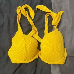 Yellow Textured Bikini Top